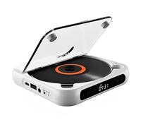 KACBFEE CD Player Portable with Bluetooth 5.0 - with LCD and Headphones, Player Supports CD/CD-R/CD-RW/MP3, Rechargeable Retro Walkman Disc Player for Travel, Home, Car White