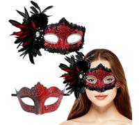 KACCDE 2 Pcs Masquerade Halloween Costume Venetians Unisex Half Face Mardi Gras Party