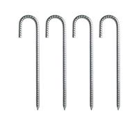 KACCDE 4 Pcs Galvanized Steel J Hooks Nails Heavy Duty Tent Stakes Ground RustProof Landscape Fabric Stakes Easy Use Galvanized Steel J Hooks Camping Tent Accessories