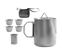 KACCDE 6pcs Camping Tea Set 304 Stainless Steel: Compact, Easy-Clean for Outdoor Backpackers Travelers Camping Cup for Traveling Tea Cup with Handles