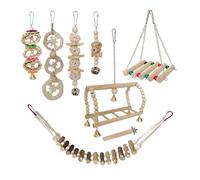 KACCDE 8PCS Bird Toy Birdcage Hanging Toy Natural Wood Swing Parrot Chewing Perch Toy Cage Ladder Exercise Toy For Cockatoos