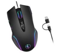 KACCDE Ergonomic A Corded With Jiggler Mode 7200DPI Color Backlit For PC Laptop Tablets Computer Wake With Shake Mode