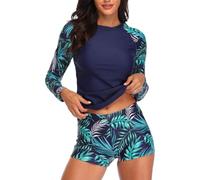 KACCDE Pattern Long Sleeve Rash Guard Swimsuit 2 Piece Athletic Swimwear Set with Swim Shorts for Surfing Diving Snorkeling Beach Volleyballs and Pool Bathing Suit