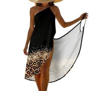 KACCDE Retro Printed Beach Coverup Slip Dress Breathable Quick Drying Swimsuit Coverup Wrap for Sunbathing Swimming Modern Beachwear