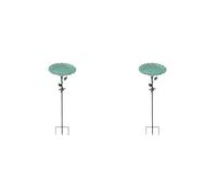 KACCDE Stake Vintage Metal Bird Bath Freestanding Design for Garden Patios Yard with Upgraded 4 Prong Base Garden Bird Feeding Station