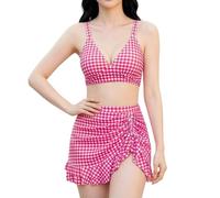 KACCDE Stylish High Waist Swimsuit Set Comfortable and Breathable Two Piece Ladies Swimwear Polyester Texture for Swimming Skirted Swimsuit