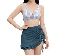 KACCDE Stylish High Waist Swimsuit Set Comfortable and Breathable Two Piece Ladies Swimwear Polyester Texture for Swimming Skirted Swimsuit