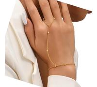 KACCDE Trendy Real Gold Plated Zincs Alloy Hand Chain With Adjustable Length Stylish Accessory For Everyday Wear Minimalist Stackable Bracelets For Women