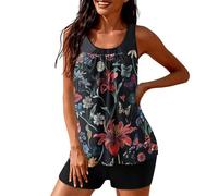 KACCDE Women ' s Two Piece Swimsuit European Pattern Print and Comfortable High U Neck Ruched Design for Water Activity Two Piece Swimsuit