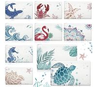 Kacctyen 10 Pcs Beach Themed Cosmetic Bags Bulk Zipper Pouch Makeup Bag for Women Bridesmaid Wedding Sea Summer Cruise Party Favors Gifts Beach Accessories, multicolor, Beach Themed Style