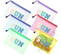 Kacctyen 12 Pcs Clear Sun Makeup Bag Beach Pool Summer Waterproof Makeup Sunscreen Pouch Portable Travel Preppy Mesh Bag Zipper Pouch Toiletry Storage Women Gift for Cosmetic Accessories, Blue