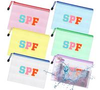 Kacctyen 12 Pcs Clear Sun Makeup Bag Beach Pool Summer Waterproof Makeup Sunscreen Pouch Portable Travel Preppy Mesh Bag Zipper Pouch Toiletry Storage Women Gift for Cosmetic Accessories, Pink, Spf