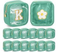 Kacctyen 12 Pcs Mini Makeup Bag Nylon Small Pouch for Purse Mini Square Nylon Pouch with Zipper Small Cosmetic Travel Makeup Bag Purse Organizer for Women, Sage Green Color, about 4.72 x 5.1 x 1.97