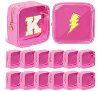 Kacctyen 12 Pcs Mini Makeup Bag Nylon Small Pouch for Purse Mini Square Nylon Pouch with Zipper Small Cosmetic Travel Makeup Bag Purse Organizer for Women, Pink Color, Translucent