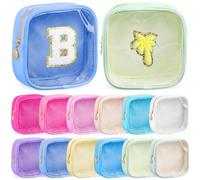 Kacctyen 12 Pcs Mini Square Nylon Pouch Mini Makeup Bag with Zipper Small Pouch for Purse Cosmetic Makeup Bag Purse Organizer for Women and Girls, 12 Colors, Elegant Color, Translucent