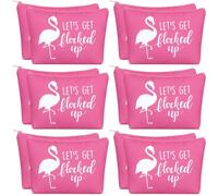 Kacctyen 12 Pcs Pink Flamingo Cosmetic Bags Funny Flamingo Theme Gift Let's Get Flocked up Makeup Bag Travel Small Pouch for Bachelorette Party Favor Bridal Showers Decor Supplies Women Birthday Gifts