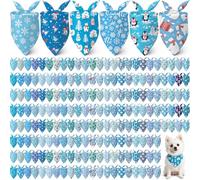 Kacctyen 200 Pcs Winter Dog Bandanas Bulk Snowflake Snowman Penguin Bear Scarfs Adjustable Washable Pet Bibs Holiday Pet Costume Accessories for Small Medium Large Dogs Cats Grooming Supplies