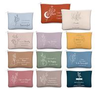 Kacctyen 24 Pcs Positive Affirmation Gift Set 12 Inspirational Canvas Makeup Bags 12 Daily Affirmations Mirrors Bulk Employee Appreciation Gifts for Women Stress Relief Self Care Gift, multicolor