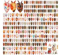 Kacctyen 300 Pcs Fall Dog Bandanas Bulk Adjustable Thanksgiving Holiday Scarfs Washable Pumpkin Maple Leaves Pet Bibs Pet Costume Accessories for Small Medium Large Dogs Cats Grooming Supplies