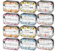 Kacctyen Christian Clear Makeup Bags Floral Bible Verse PVC Cosmetic Bag Waterproof Inspirational Toiletry Bag with Zipper Motivational Travel Bags Gift for