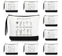 Kacctyen Christian Gifts Bulk Religious Cosmetic Bags Bible Bags for Women Inspirational Floral Makeup Bag God Say You Are with Zipper for Mother's Day Gift Church Ladies, White, Inspirational Theme
