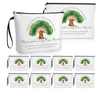 Kacctyen Family Reunion Party Favors Bulk Remembering Our Roots Makeup Bag Family Tree Cosmetic Bags Canvas Storage Pouch with Zipper for Reunion Gathering Party Favors Gifts Ideas, white and green