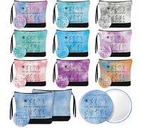 Kacctyen Inspirational Gift for Women Bulk 10 Colors Motivational Quotes Makeup Bag Inspirational Compact Mirror Christian Cosmetic Bag with Zipper Religious Pocket Mirror for Purse Women, multicolor