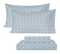 KACEMOO California King Sheet Set 4PC Blue Printed Sheets Floral Bed Sheet Boho Pattern Sheets Cooling Soft Deep Pocket Microfiber Brushed Sheet, Easy Care, Breathable, Wrinkle Free Bed Set