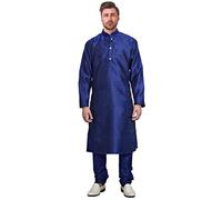 kacery Men's Indian Designer Brocade Kurta Pajama Ethenic Outfit FB902 Navy 42