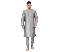 kacery Men's Indian Silk Plane Kurta Pajama GR814 Grey 40
