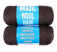 Kachanaa 2 Roll Brazilian Wool Hair Yarn for Jumbo Braids Acrylic Hand Knitting Roll for Soft Faux Locs Goddess Locs Hair Extension Senegalese Twist Crochet Hair for Women 4#