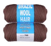 Kachanaa 2 Roll Brown Brazilian Wool Hair Yarn for Jumbo Braids Acrylic Hand Knitting Roll for Soft Faux Locs Goddess Locs Hair Extension Senegalese Twist Crochet Hair for Women 30#