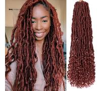 Kachanaa 24 Inch Bohemian Goddess Locs Crochet Hair 7 Packs Pre-Looped Cooper Red Faux Locs Braids with Curly Ends Synthetic Wavy Soft Locs Crochet Hair for Women /350#