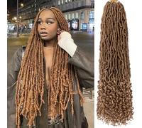 Kachanaa 24 Inch Long Faux Locs Crochet Braids with Curly Ends 7 Packs Pre-Looped Goddess Soft Locs Crochet Hair for Women Bohemian Goddess Locs Crochet Braiding Hair /27#