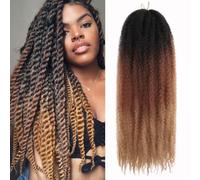 Kachanaa 24 Inch Marley Twist Hair for Braiding 8 Packs Ombre Marley Braids Pre Fluffed Afro Kinky Curly Markey Braiding Hair Extensions for Jumbo Twist /1B3027#