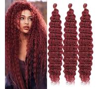 Kachanaa 3 Pack Pre-Separate Deep Wave Braiding Hair Extensions for Goddess Braids 18 Inch Ocean Wave Crochet Hair Synthetic Crochet Braiding Hair for Boho Box Braids/BUG#