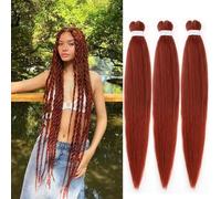 Kachanaa 30 Inch Pre Stretched Braiding Hair 3 Packs EZ Braids Yaki Hot Water Setting Kanekalon Hair for Braiding Yaki Texture Pre Stretched Braiding Hair Extensions 350#