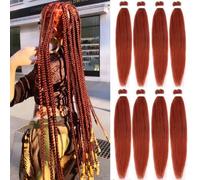 Kachanaa 30 Inch Pre Stretched Braiding Hair 8 Packs EZ Braids Yaki Hot Water Setting Kanekalon Hair for Braiding Yaki Texture Pre Stretched Braiding Hair Extensions 350#