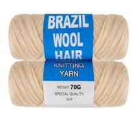 Kachanaa 5 Roll Brazilian Wool Hair for Braids Acrylic Hand Knitting Yarn for Braiding Synthetic Goddess Locs Crochet Hair Blonde Senegalese Twist Braiding Hair 613#