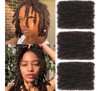 Kachanaa 8 Inch Afro Kinky Curly Braiding Hair Bulk for Dreadlock Extensions Mini Twists Repair Locs 3 Packs Dark Brwon Springy Afro Twist Hair Extensions 90g Marley Twist Hair Bulk, 30g /Pack