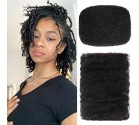Kachanaa 8 Inch Afro Kinky Curly Human Hair Bulk for Dreadlock Extensions Mini Twists Repair Locs 1 Pack Natural Black Springy Afro Twist Hair Extensions Black Marley Twist Human Hair Bulk, 30g /Pack