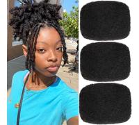 Kachanaa 8 Inch Afro Kinky Human Hair Bulk for Dreadlock Extensions 3 Packs Black Kinky Curly Braiding Hair for Twist Braiding 90g Black Human Hair Bulk for Crochet Locs Twists, 30g /Pack