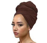 Kachanaa Stretch Head Scarfs Headbands for Muslim Soft Breathable Head Wraps Turbans Long Hair Hijab Scarves for Women(Deep Coffee)