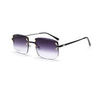 kachawoo Rimless Gradient Sunglasses for Women Retro Square Parasols Men Girls Frameless Glasses Fashion Luxury Glasses, Black With Grey