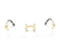 kachawoo Rimless Sunglasses Square Colour Gradient Frameless Glasses Vintage Retro Glasses, Gold With Clear