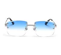 kachawoo Rimless Sunglasses Square Colour Gradient Frameless Glasses Vintage Retro Glasses, Silver Blue