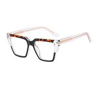 kachawoo TR90 Large Big Frame Lenses Contrast Candy Colour Rainbow All-Match Glasses Recipe Eyewear Myopia, Black Clear Lepard, Large