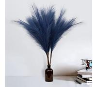 kachi 5 PCS Faux Pampas Grass, Medium Size Artificial Grass , 90cm), Fake Flowers Fluffy Artificial Flowers Stems For Wedding Decor Boho Home Decoration Dried Flowers, Navy