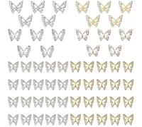 KACHIMOO 100pcs Silver and Gold Butterfly Nail Charms 3D Design for Acrylic Nails, Small
