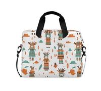 Kachina Dolls Turquoise Orange Boho Laptop Sleeve Case Cool Laptop Zipper Case crossbody messenger bag for Work Journey with Strap Handle, 13 14 15.6 inch